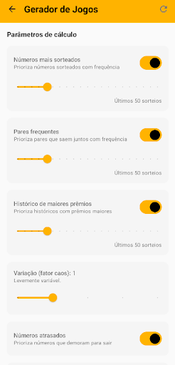 Parâmetros do gerador